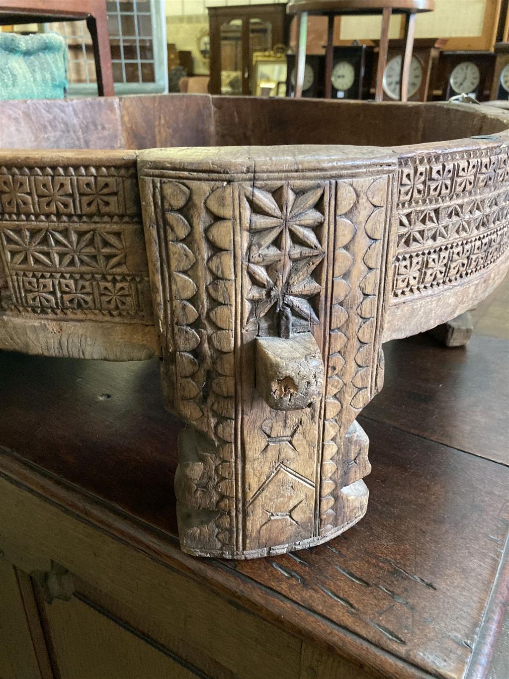 An African Islamic ceremonial circular carved hardwood table, 70cm diameter, height 29cm